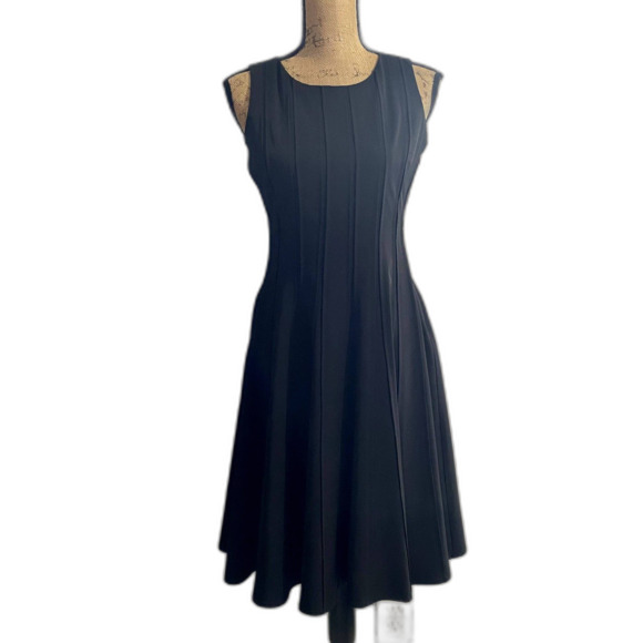 Calvin Klein Black Pleated Fit and Flare Dress Sleeveless Mini Size XS - Picture 2 of 10